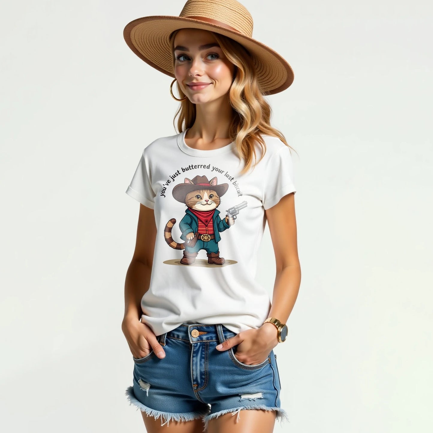 'You Just Buttered Your Last Biscuit' Cotton Short T-shirt Graphic