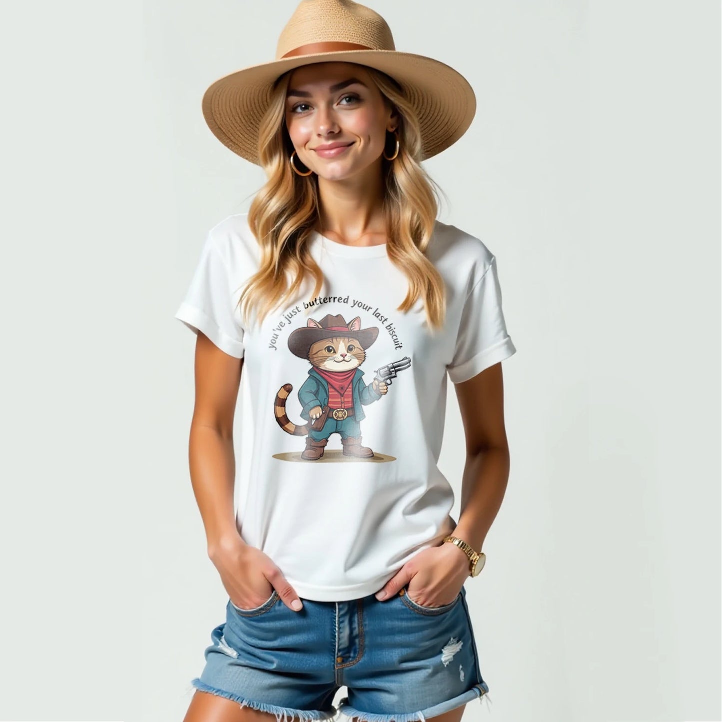'You Just Buttered Your Last Biscuit' Cotton Short T-shirt Graphic
