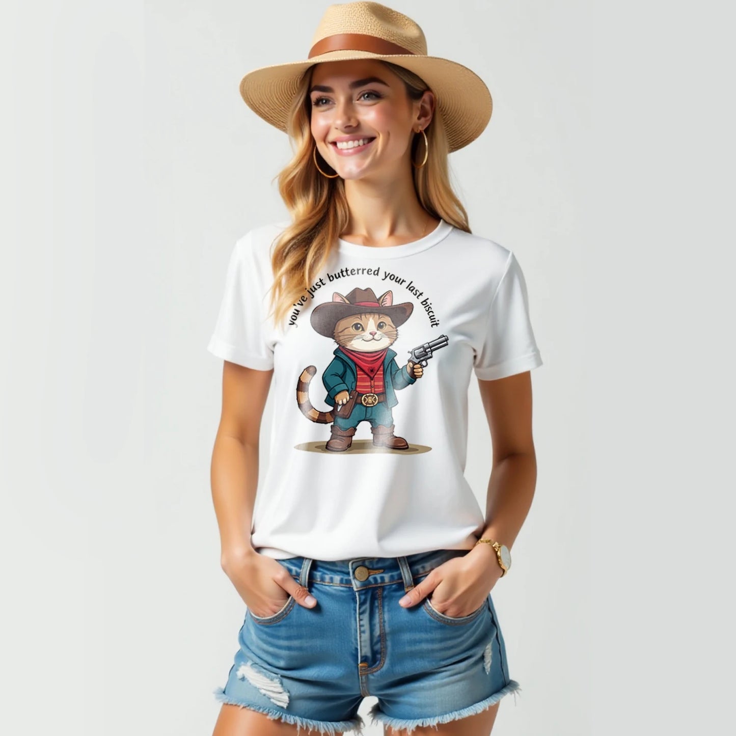 'You Just Buttered Your Last Biscuit' Cotton Short T-shirt Graphic