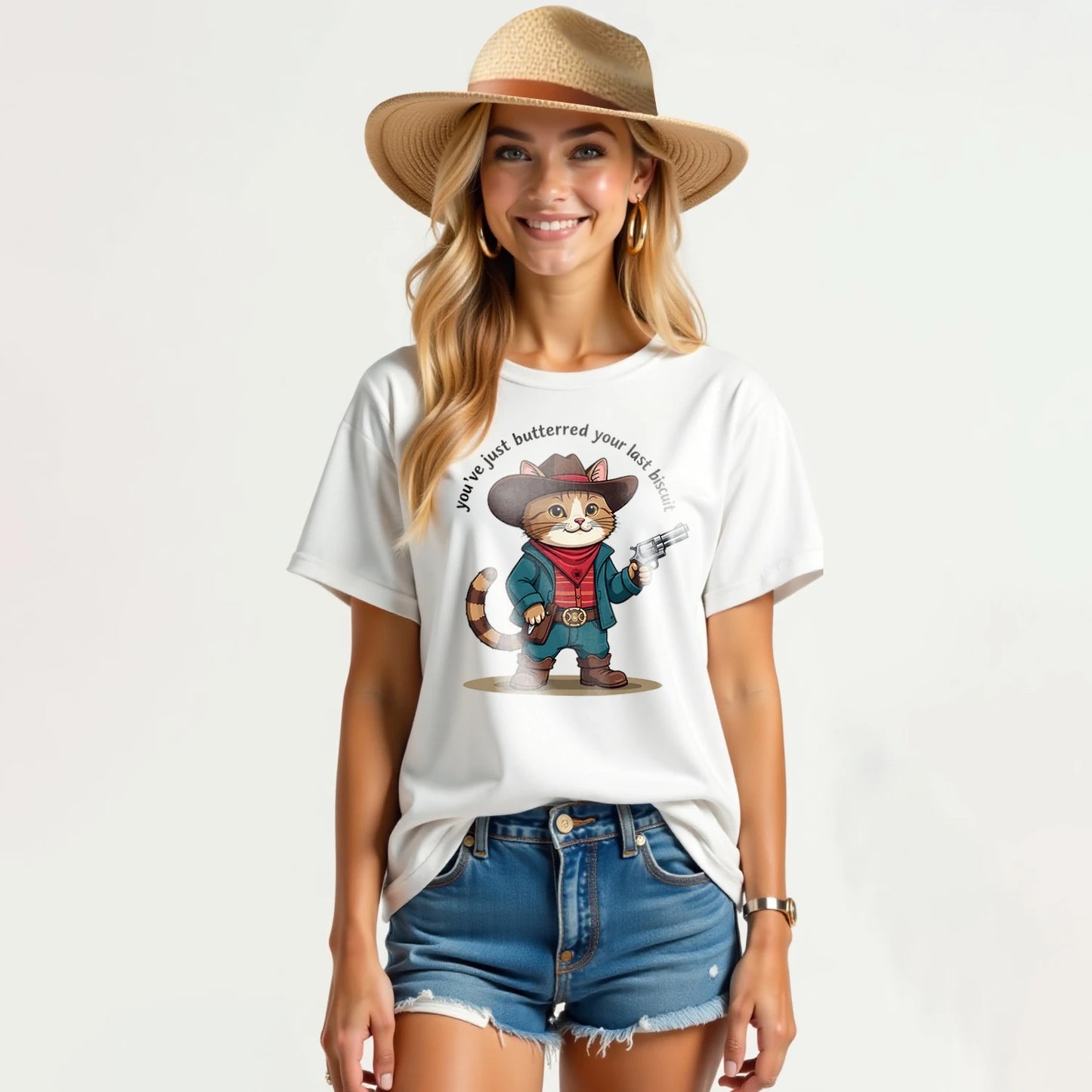 'You Just Buttered Your Last Biscuit' Cotton Short T-shirt Graphic
