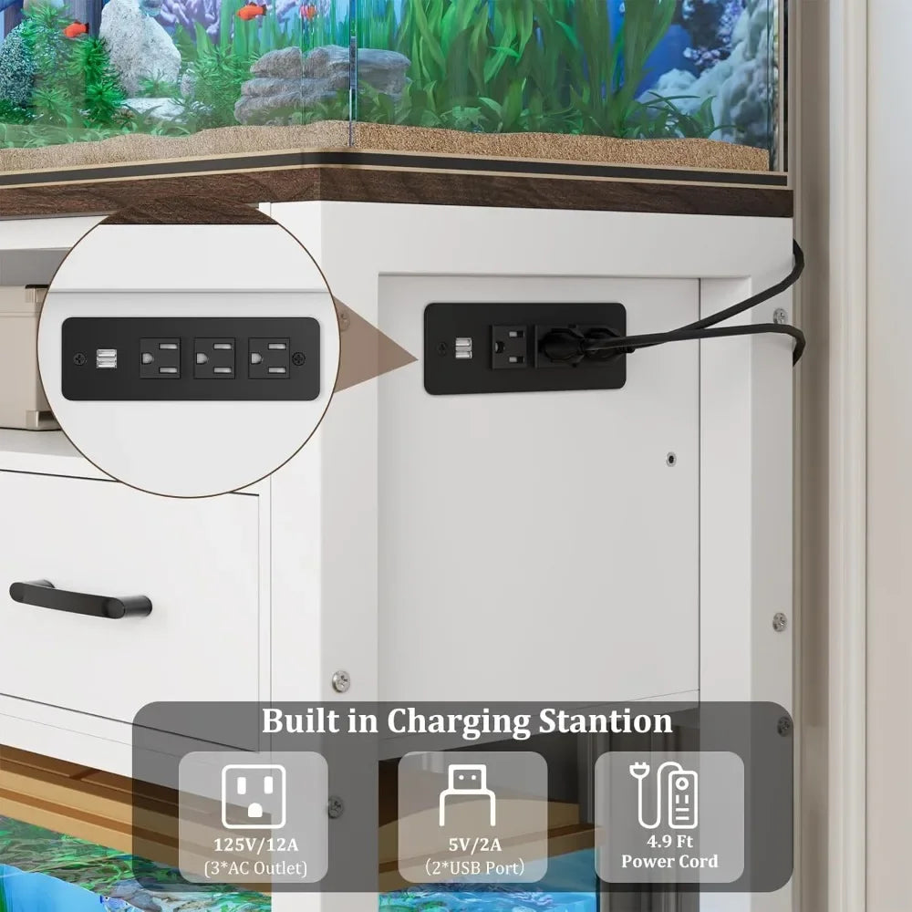 20-29 Gallon Aquarium Stand with Metal Frame & Power Outlet,