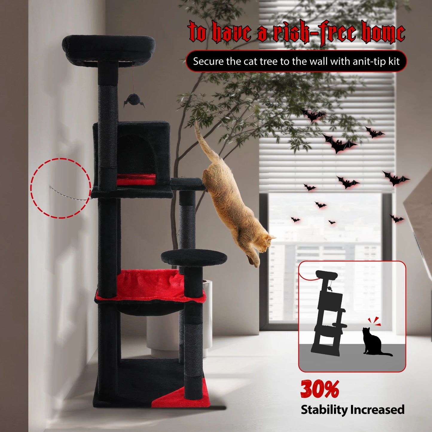Gothic Cat Tree for Indoor Cats,