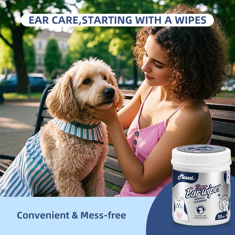 Pet Ear Cleaning Finger Wipes for Dogs & Cats
