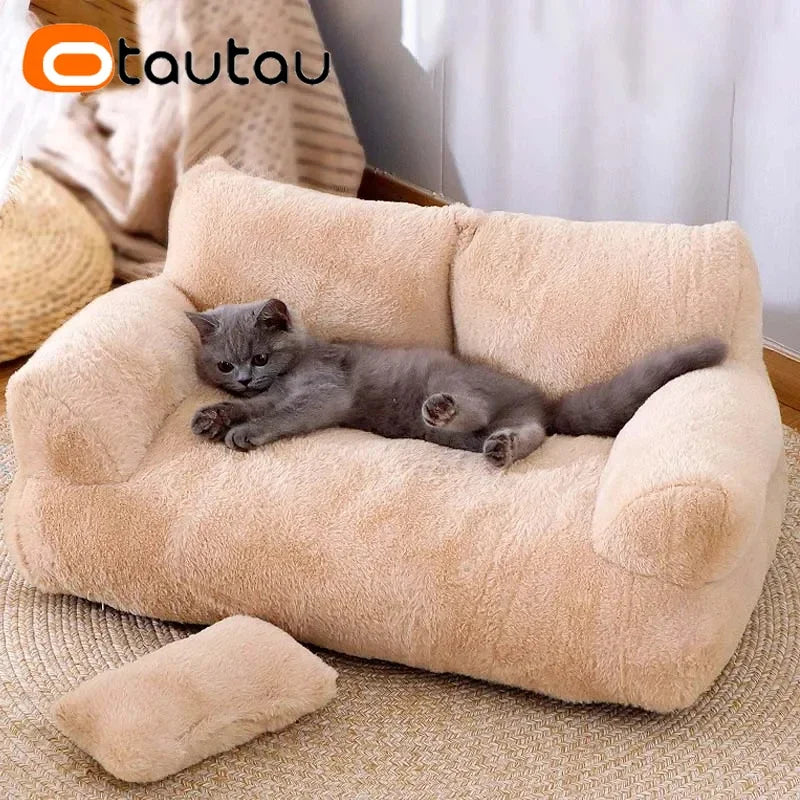 Soft Faux Bunny Fur Cat Sofa Bed