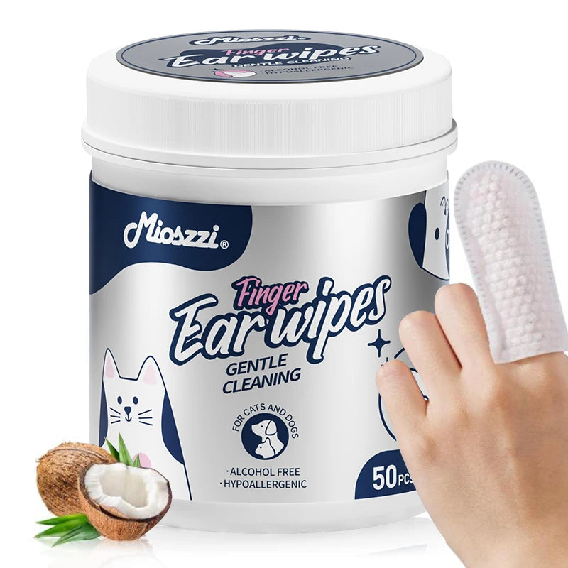 Pet Ear Cleaning Finger Wipes for Dogs & Cats