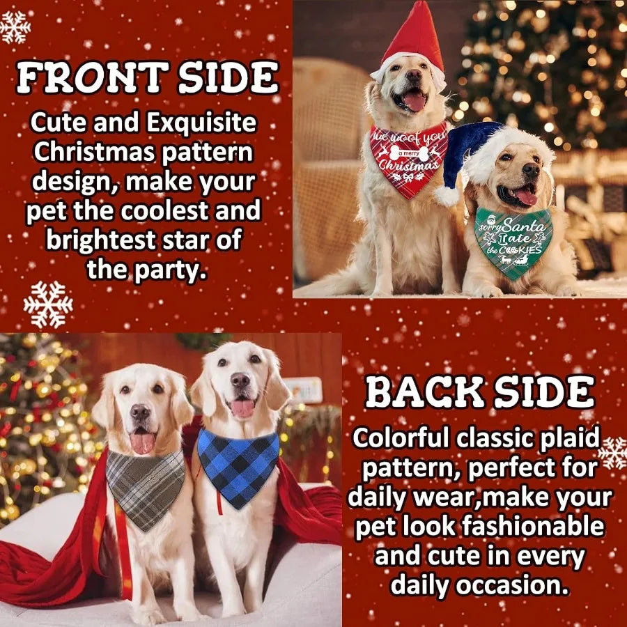 4 Pack Merry Christmas Dog Bandanas