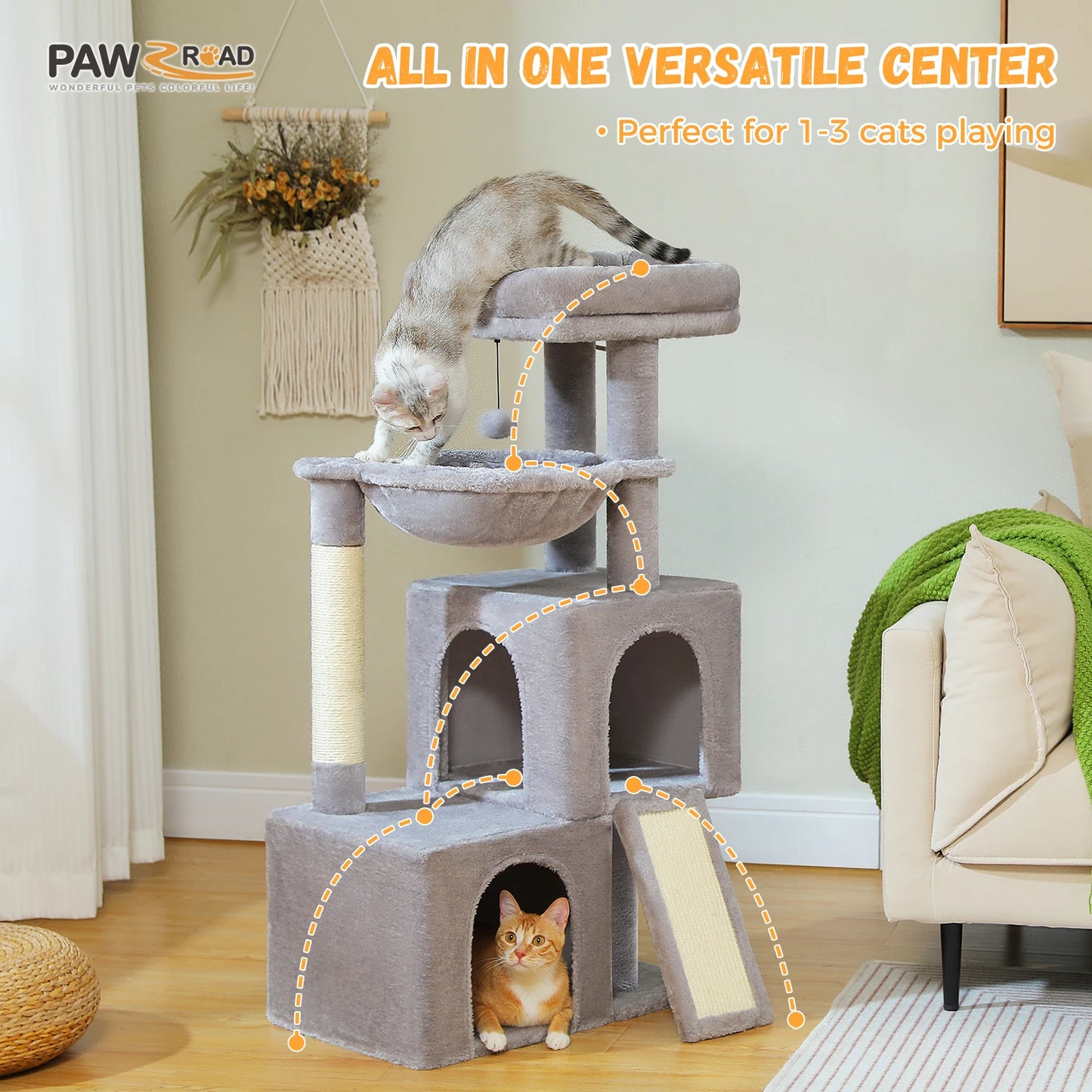 Multi-Level Cat Tree with 2 Cozy Condos,
