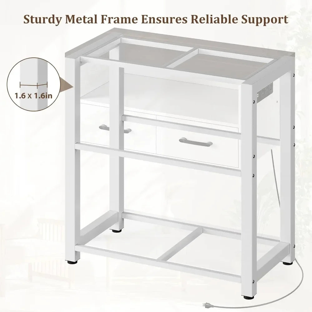 20-29 Gallon Aquarium Stand with Metal Frame & Power Outlet,