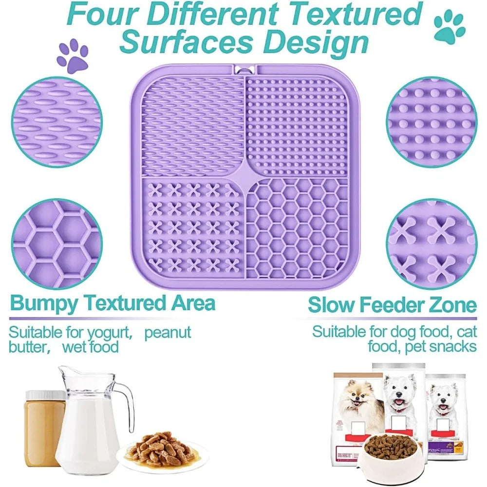 Lick Mat for Dogs & Cats 2 Pack with Suction Cups
