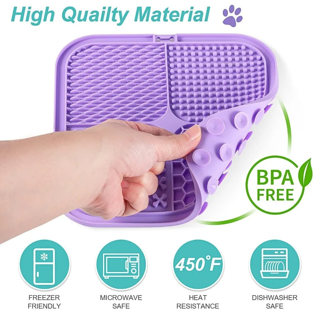 Lick Mat for Dogs & Cats 2 Pack with Suction Cups
