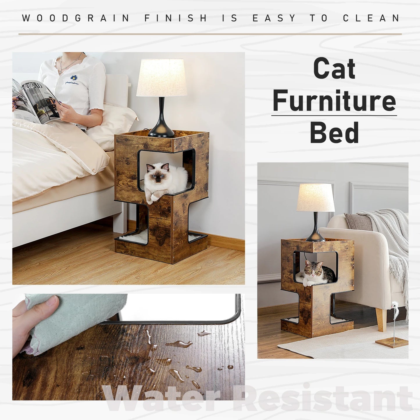 Modern Cat Tree with Scratcher Board,