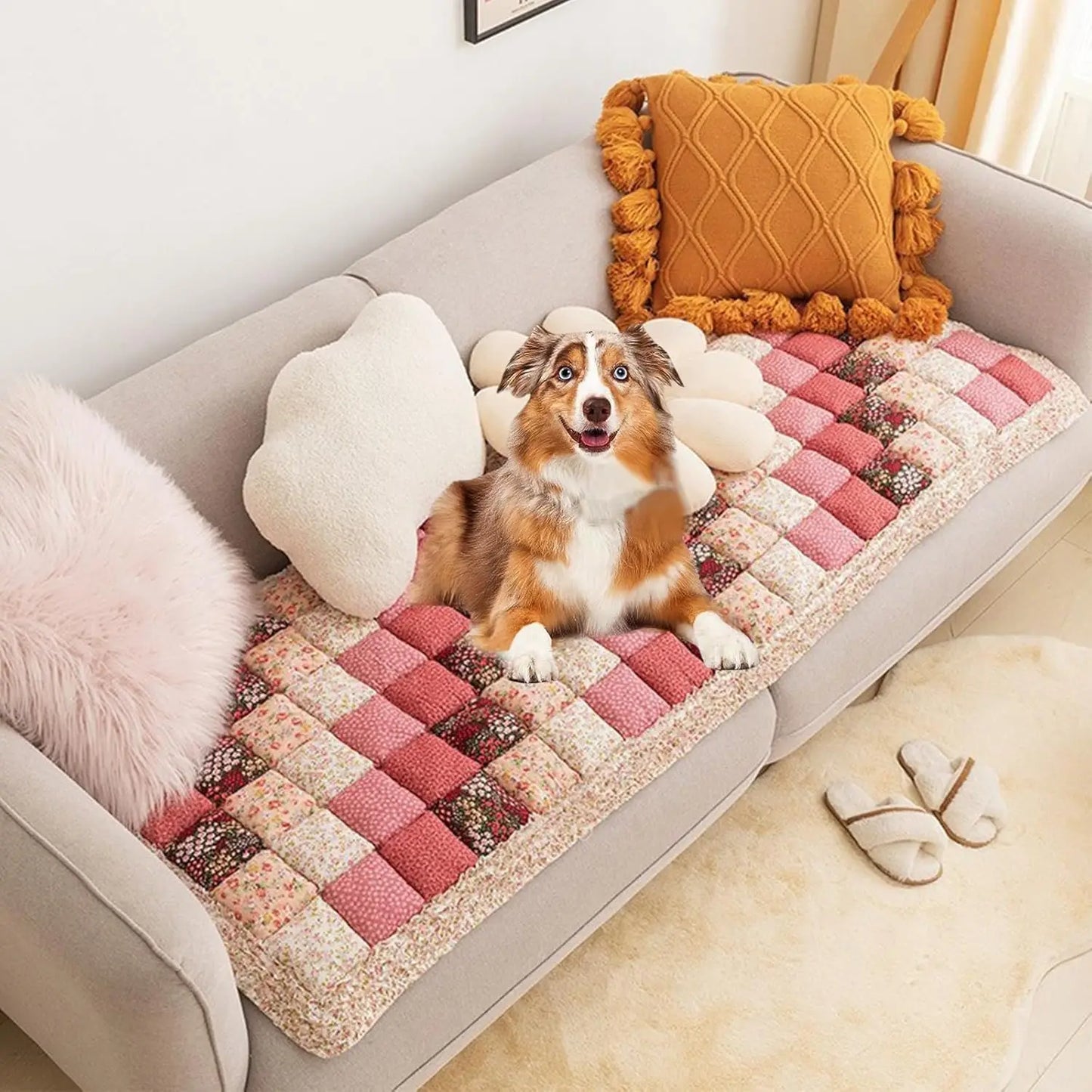 Washable Cotton Quilted Large Pet Mat Bed Couch Cover