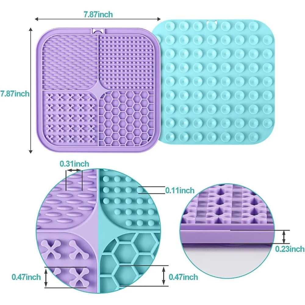 Lick Mat for Dogs & Cats 2 Pack with Suction Cups