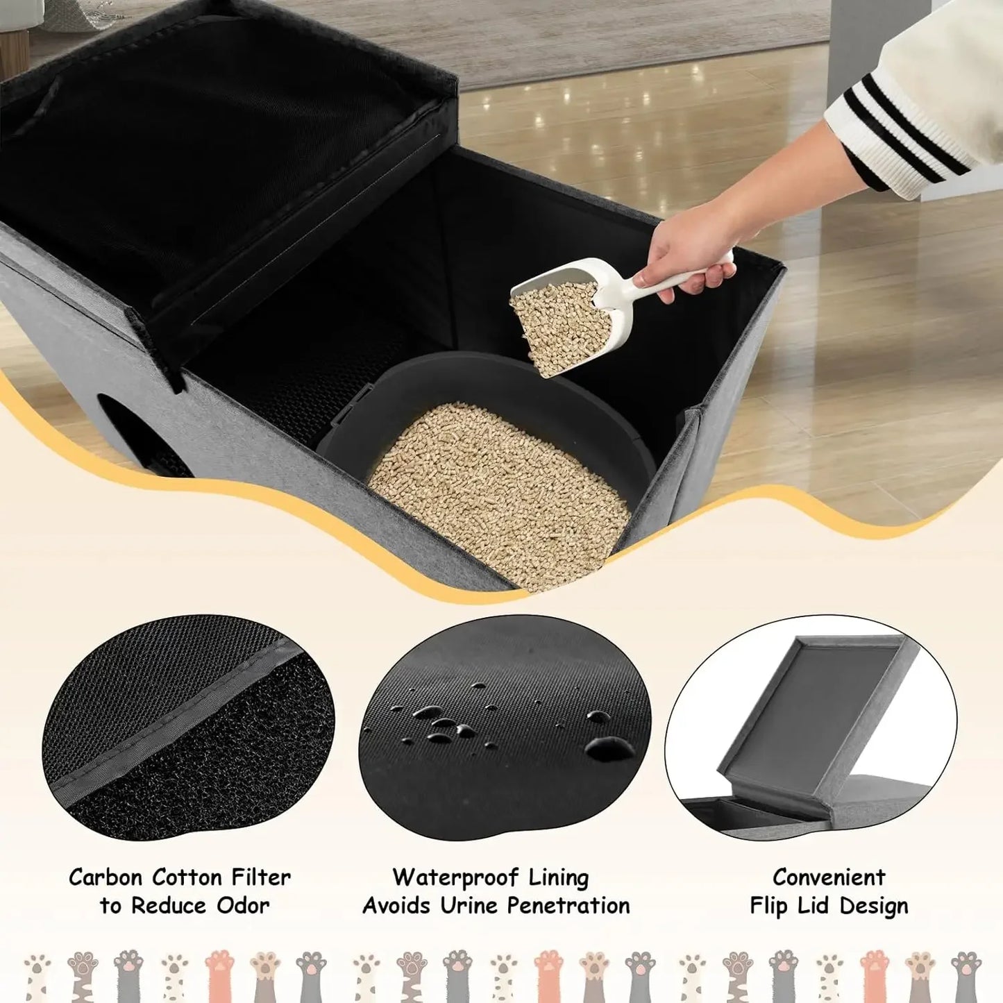 Cat Hidden Litter Box Enclosure Furniture,