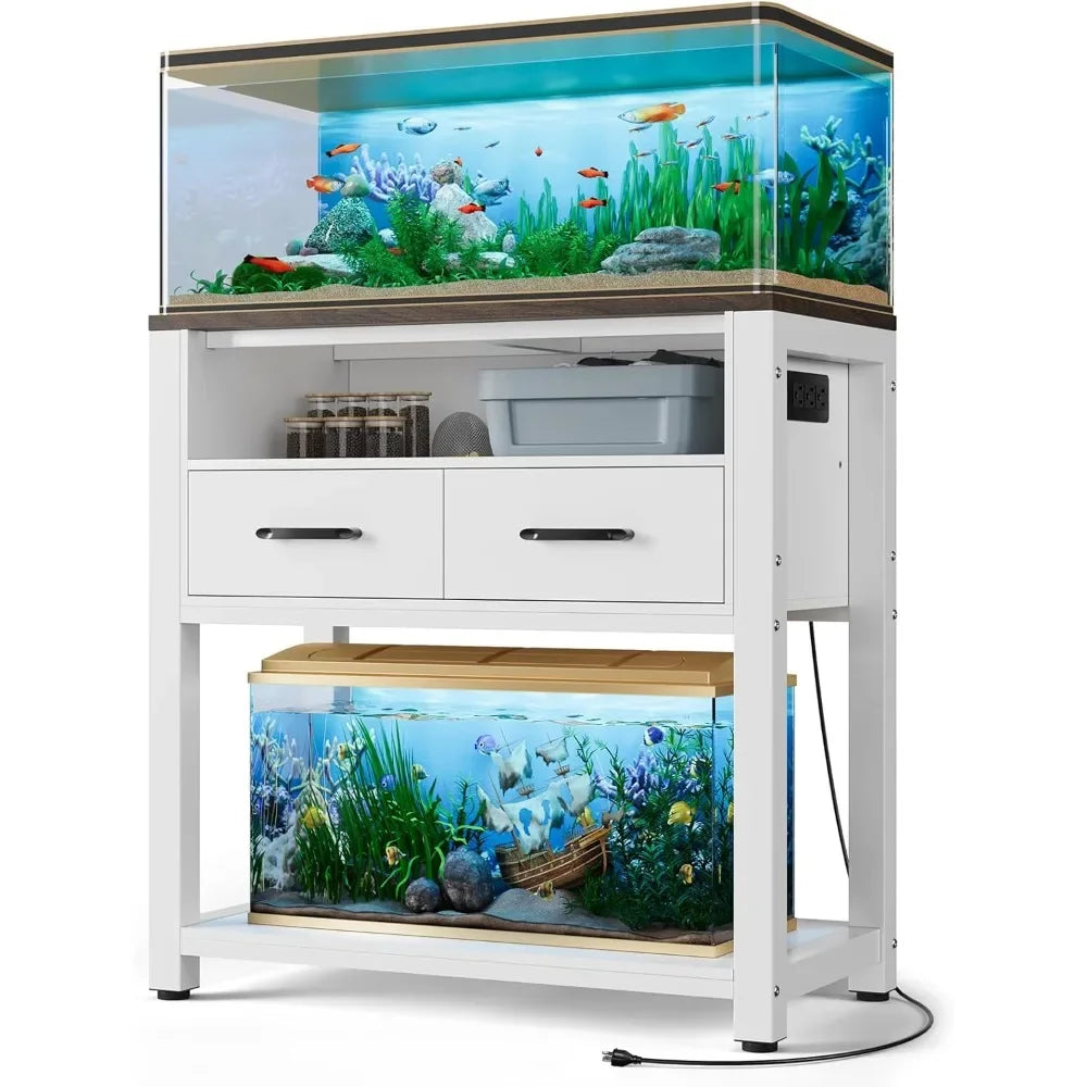 20-29 Gallon Aquarium Stand with Metal Frame & Power Outlet,