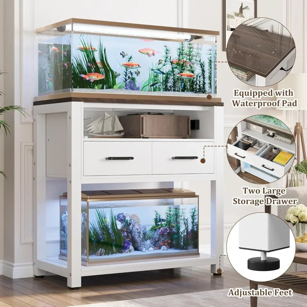 20-29 Gallon Aquarium Stand with Metal Frame & Power Outlet,