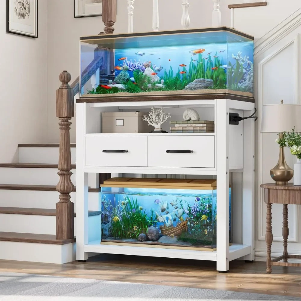 20-29 Gallon Aquarium Stand with Metal Frame & Power Outlet,