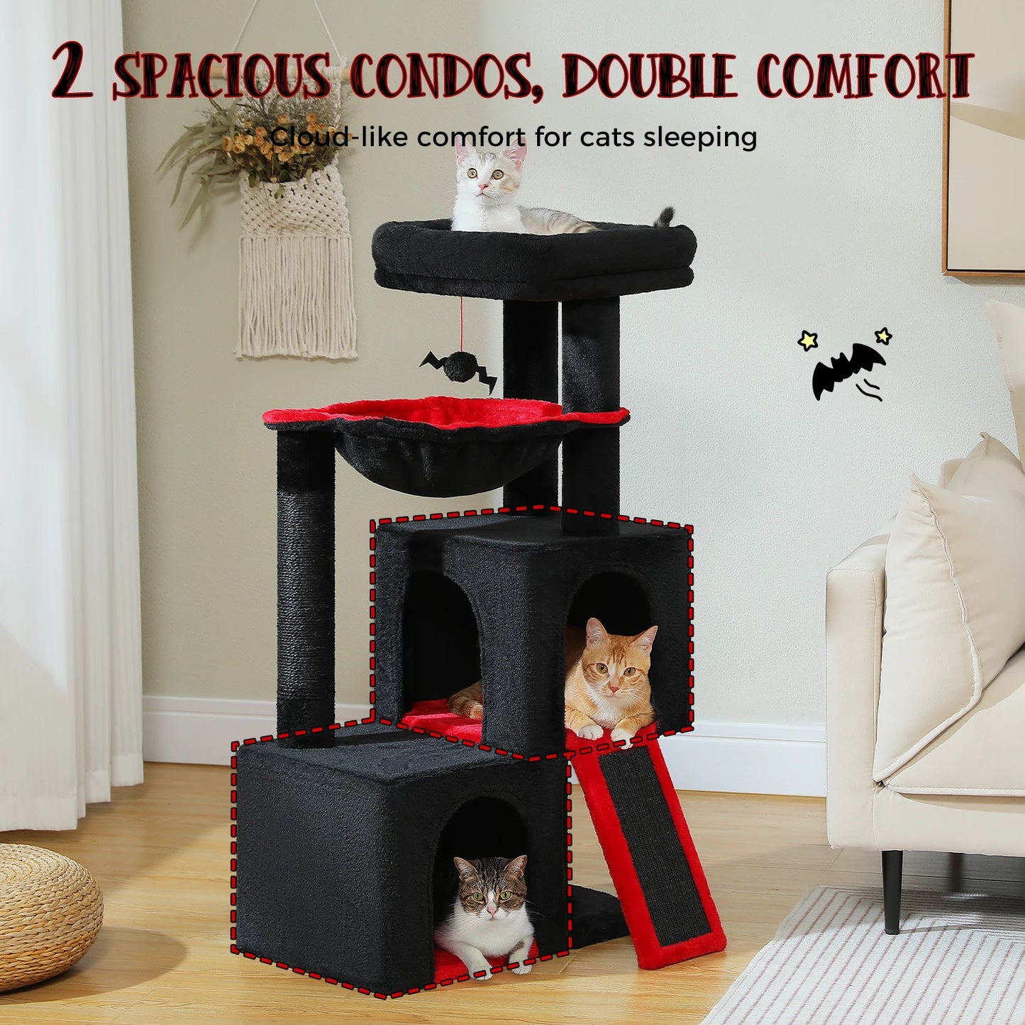 Multi-Level Cat Tree with 2 Cozy Condos,