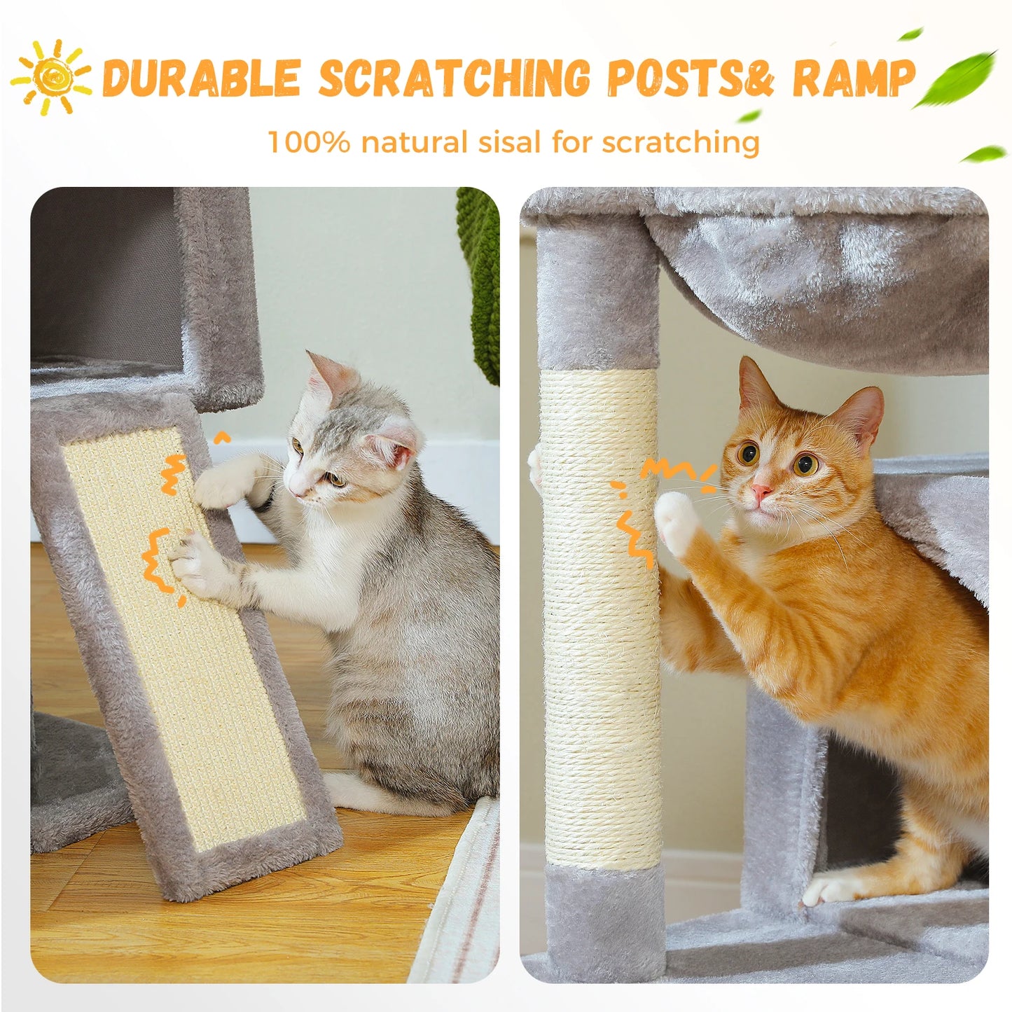 Multi-Level Cat Tree with 2 Cozy Condos,