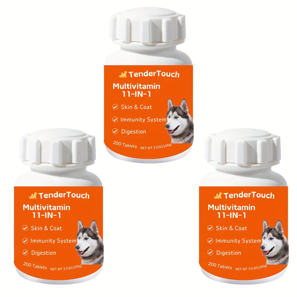 3-Pack(3 x 200 Count) - Dog and Cats 11 In 1 Multivitamin