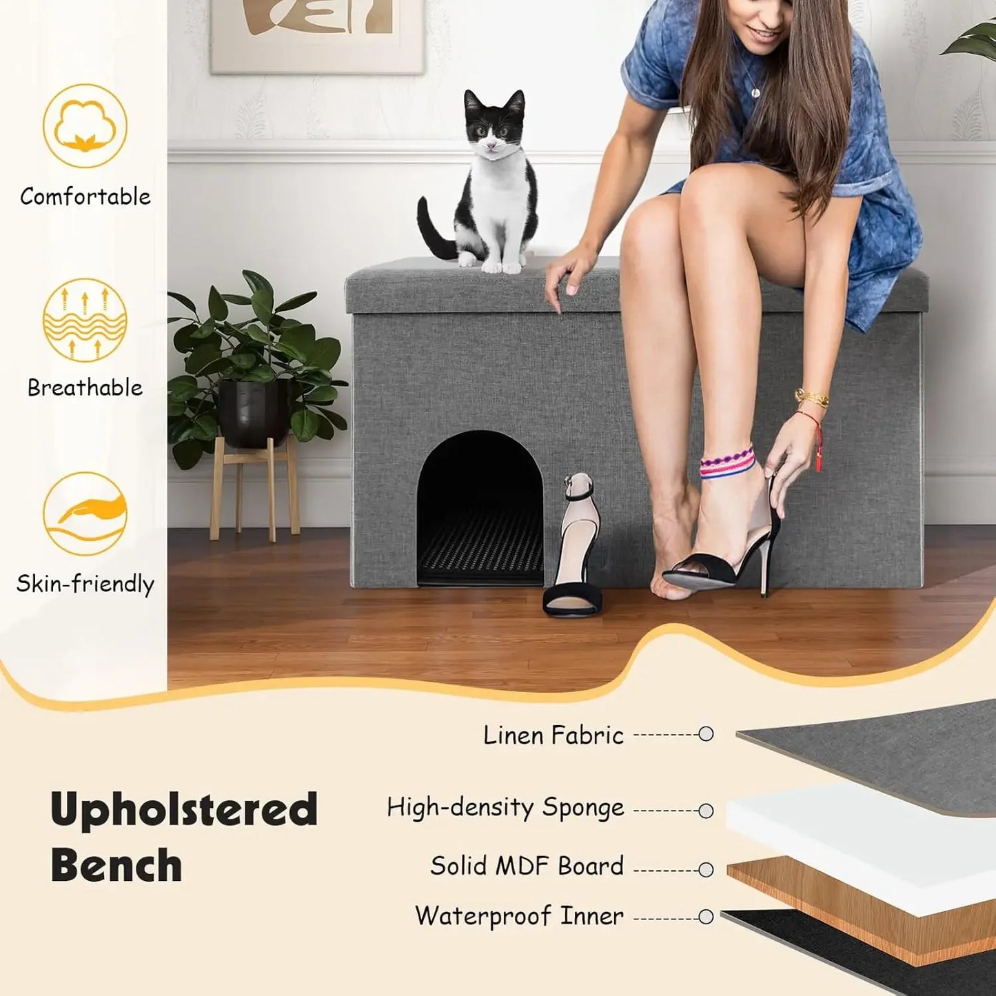 Cat Hidden Litter Box Enclosure Furniture,