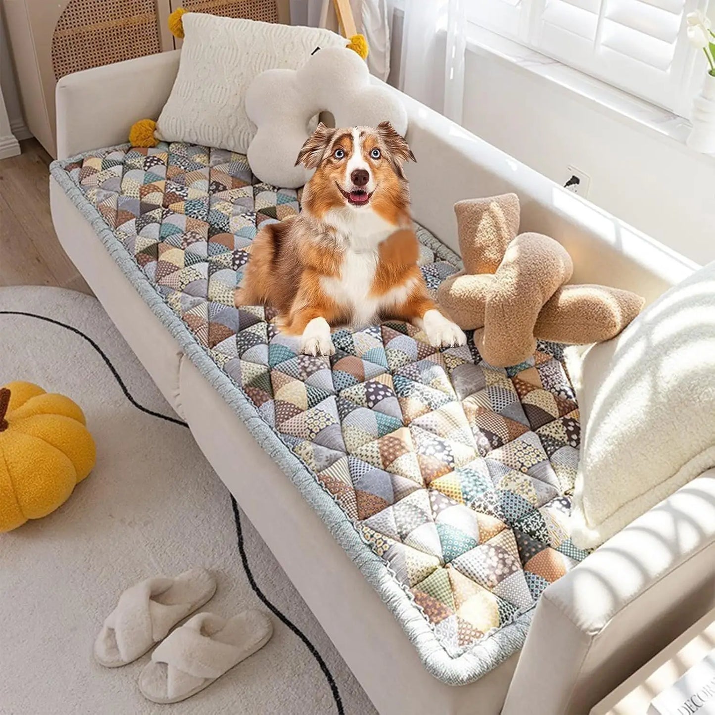 Washable Cotton Quilted Large Pet Mat Bed Couch Cover