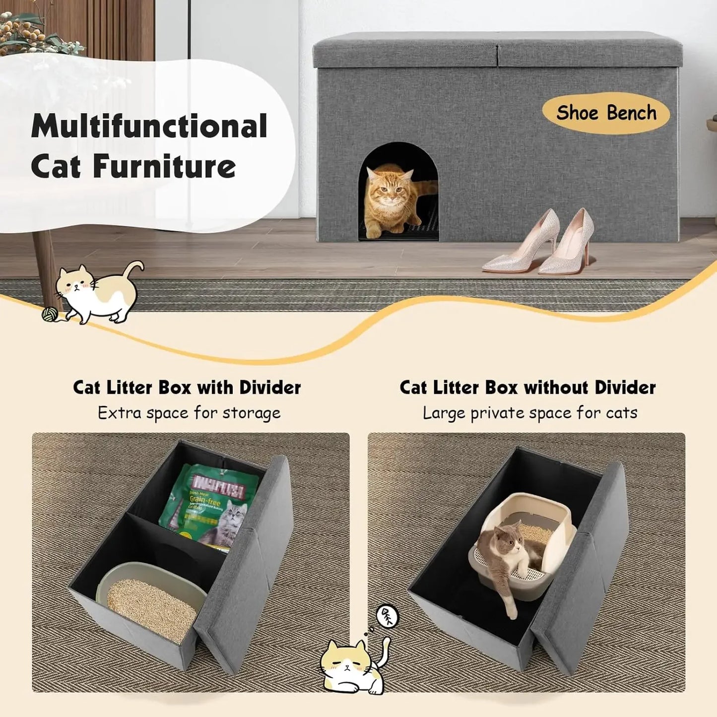 Cat Hidden Litter Box Enclosure Furniture,