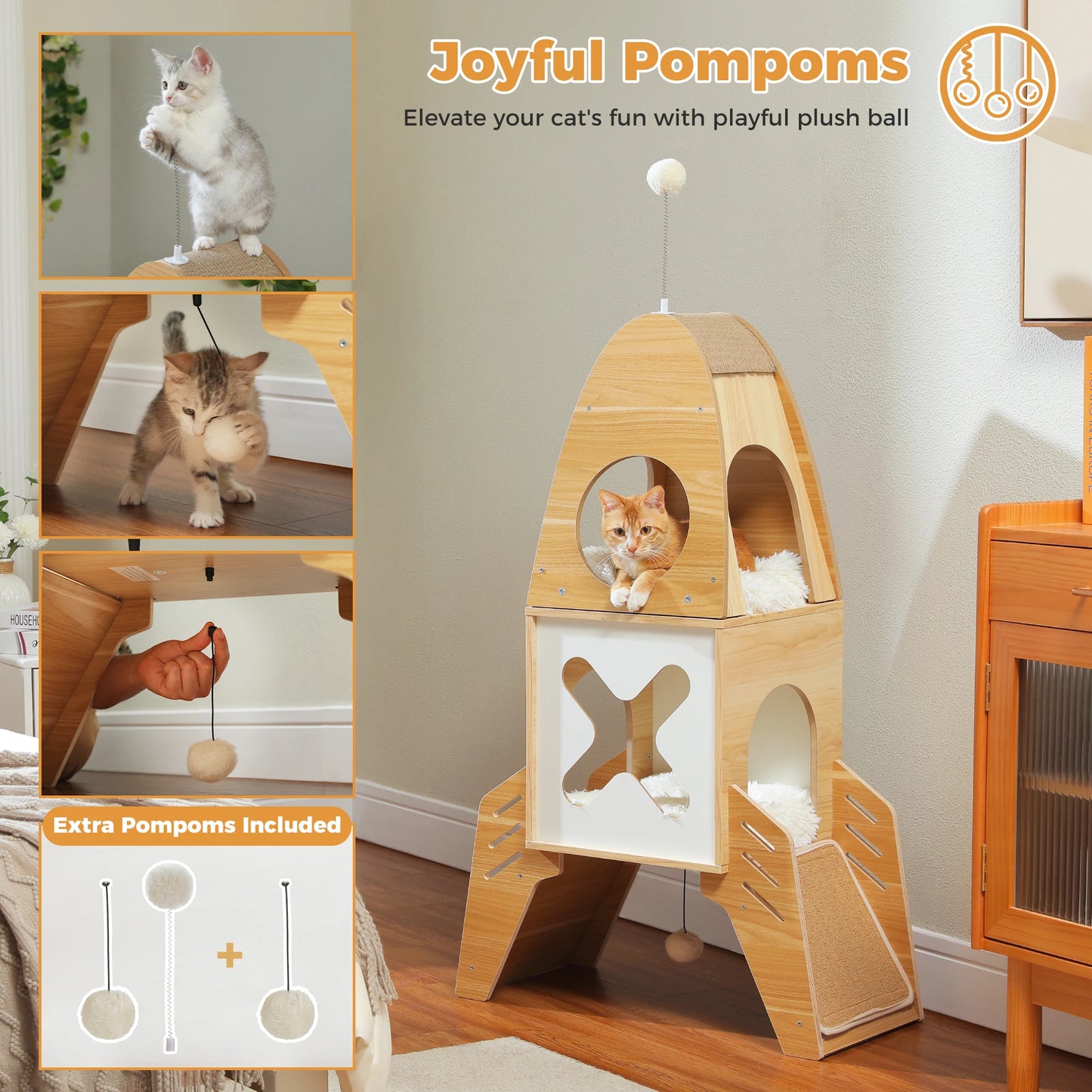 Wood Cat Tower for Indoor