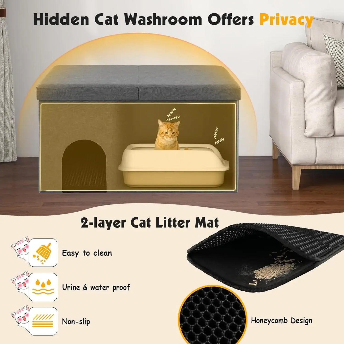 Cat Hidden Litter Box Enclosure Furniture,
