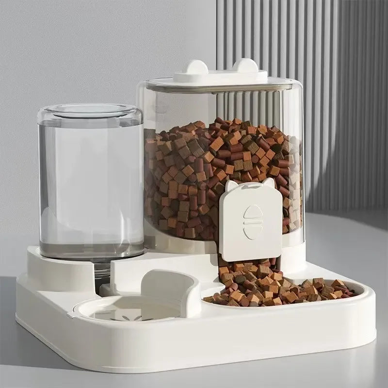 Automatic Feeder Dog Cat Food Bowl With Water Fountain Large Capacity