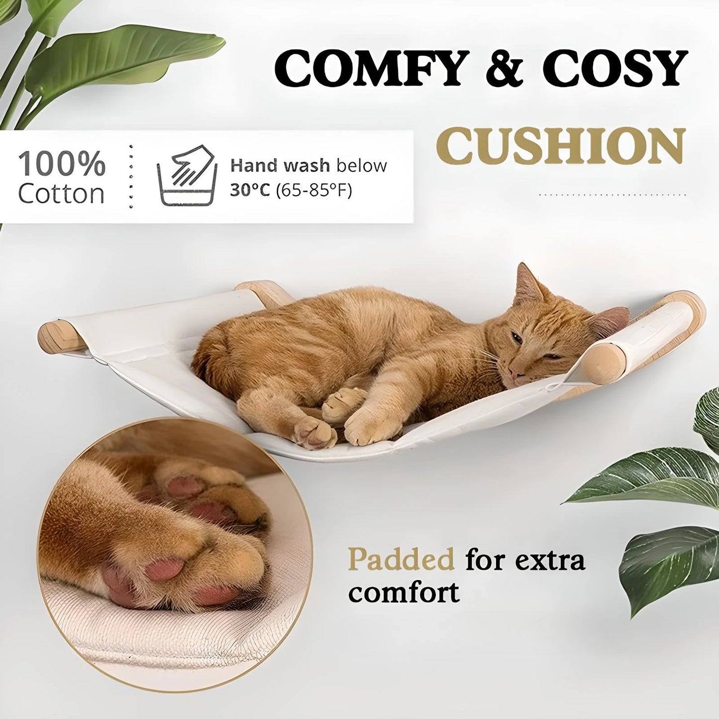 Cat Hammock Wall Mounted Cat Shelf With Two Steps
