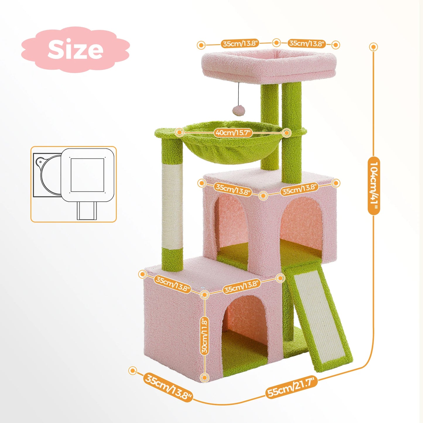Multi-Level Cat Tree with 2 Cozy Condos,