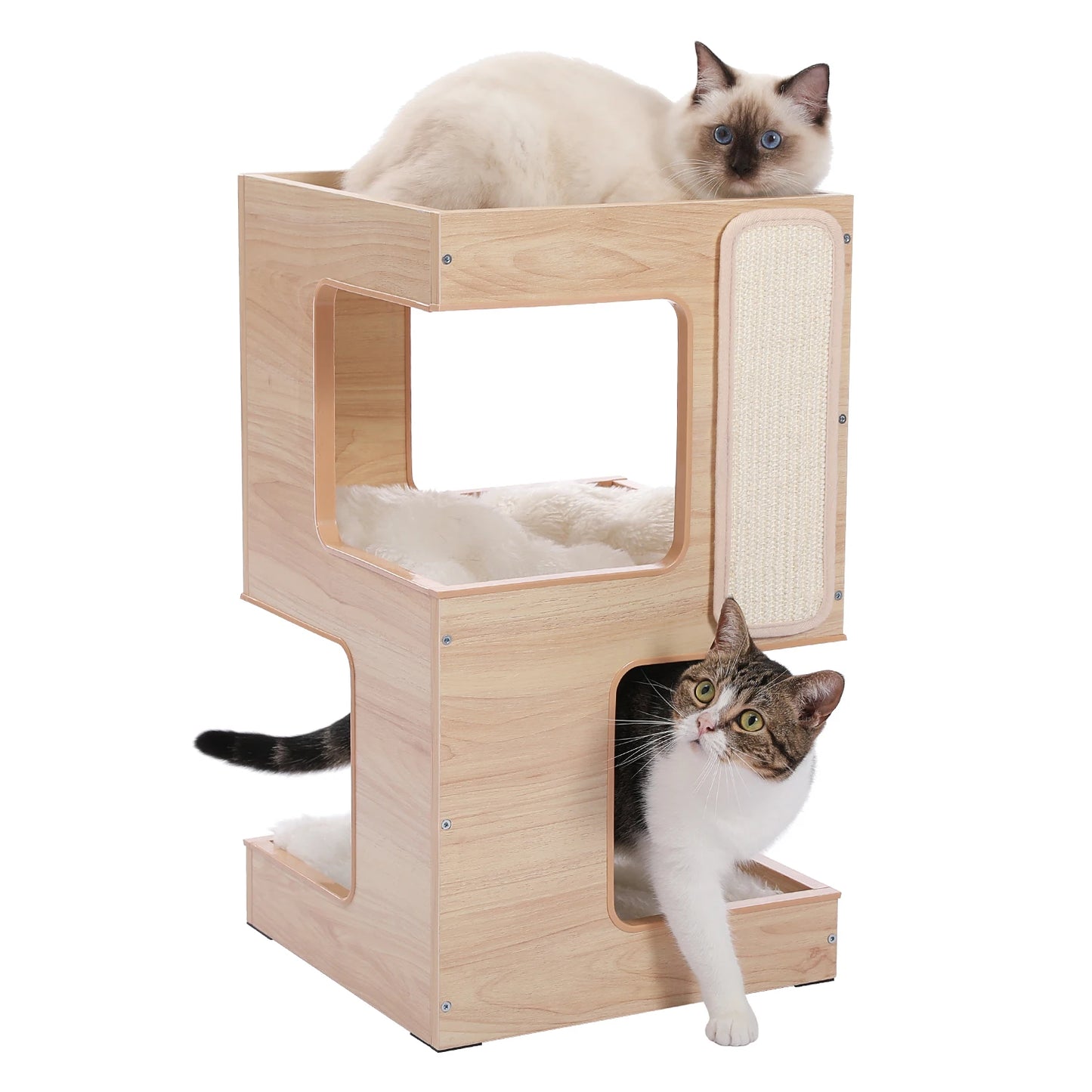 Modern Cat Tree with Scratcher Board,