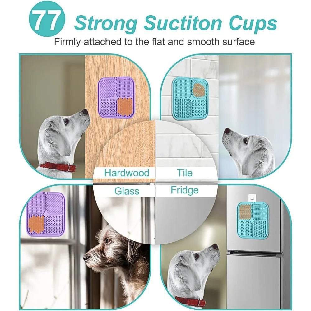 Lick Mat for Dogs & Cats 2 Pack with Suction Cups