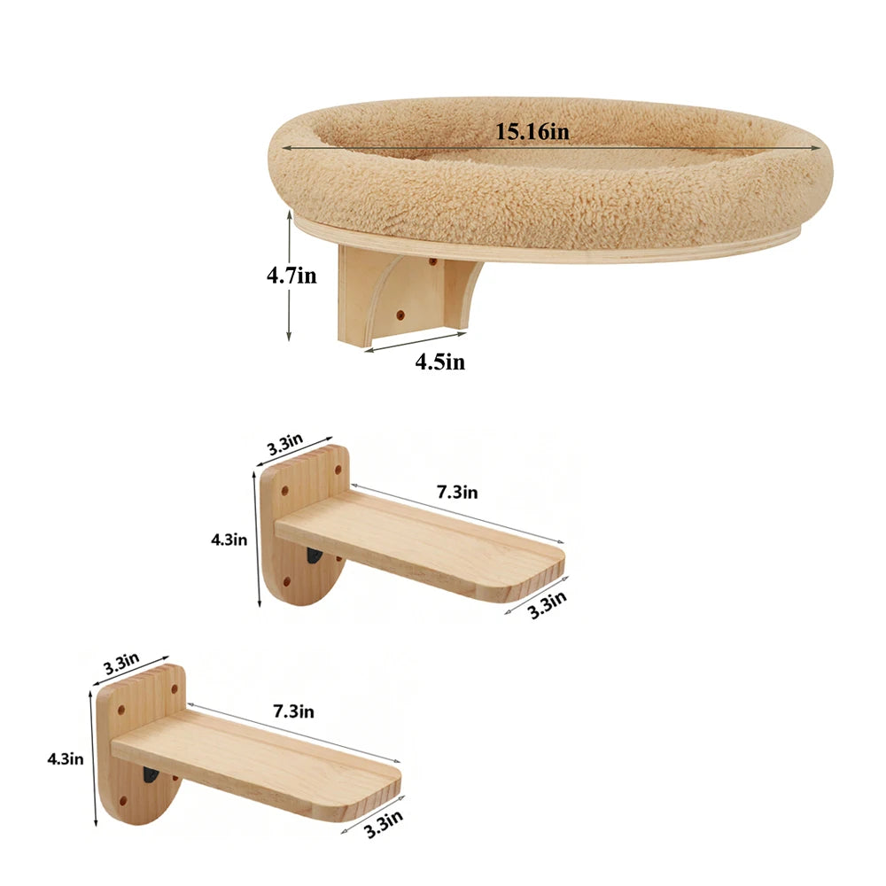 Cat Wall Mounted Solid Wooden Furniture Climbing Ladder