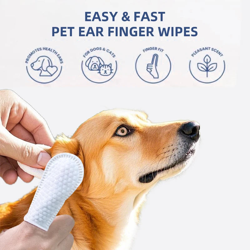 Pet Ear Cleaning Finger Wipes for Dogs & Cats