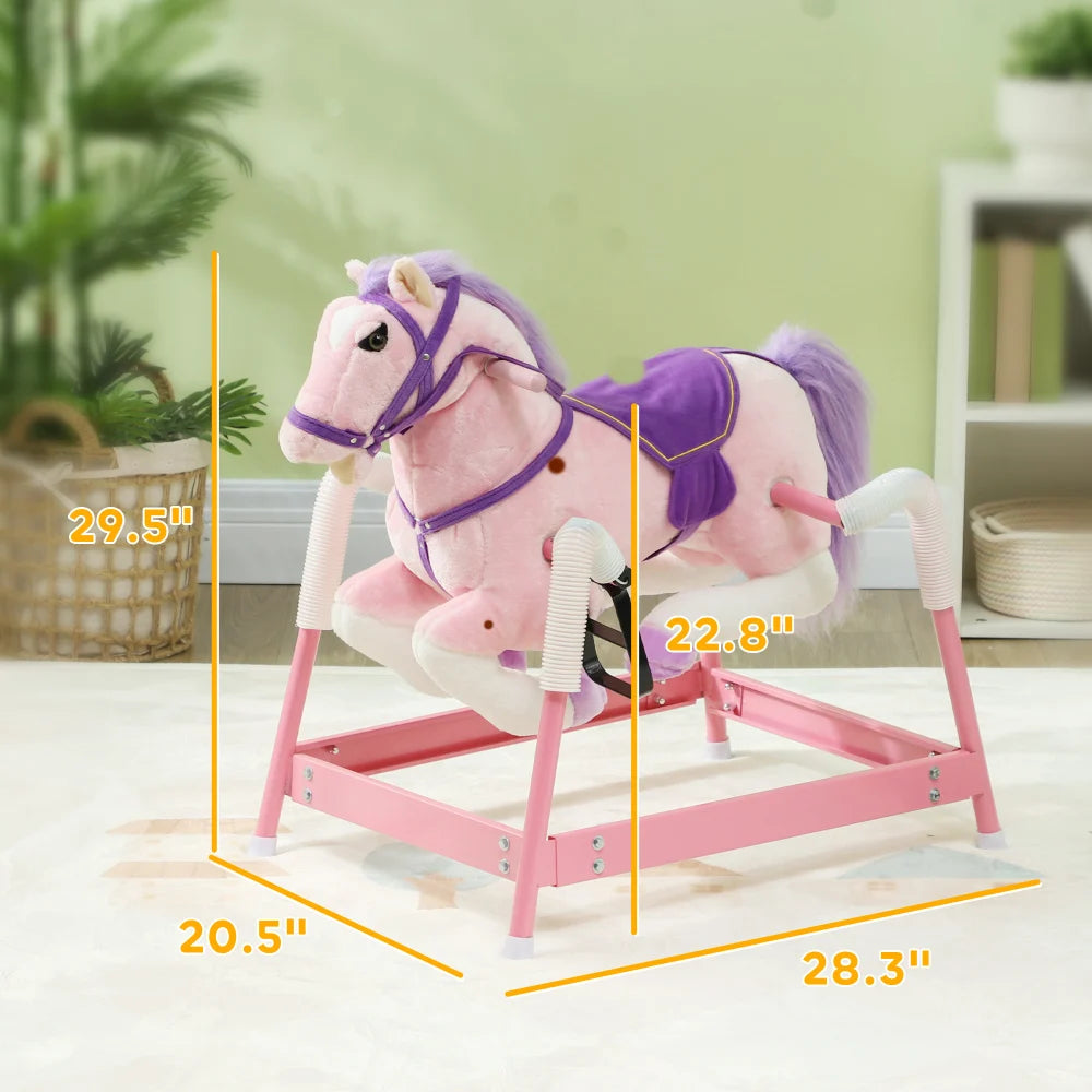 Spring Rocking Horse for Kids 3-8 Years, Pink
