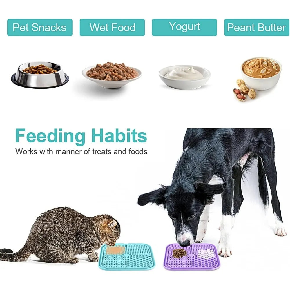 Lick Mat for Dogs & Cats 2 Pack with Suction Cups