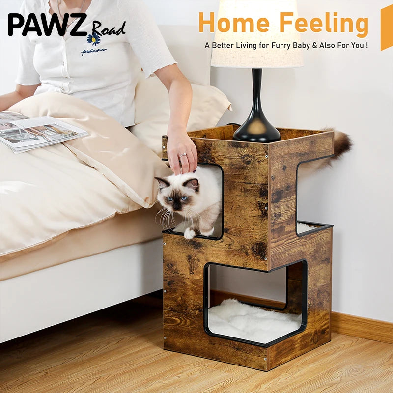 Modern Cat Tree with Scratcher Board,