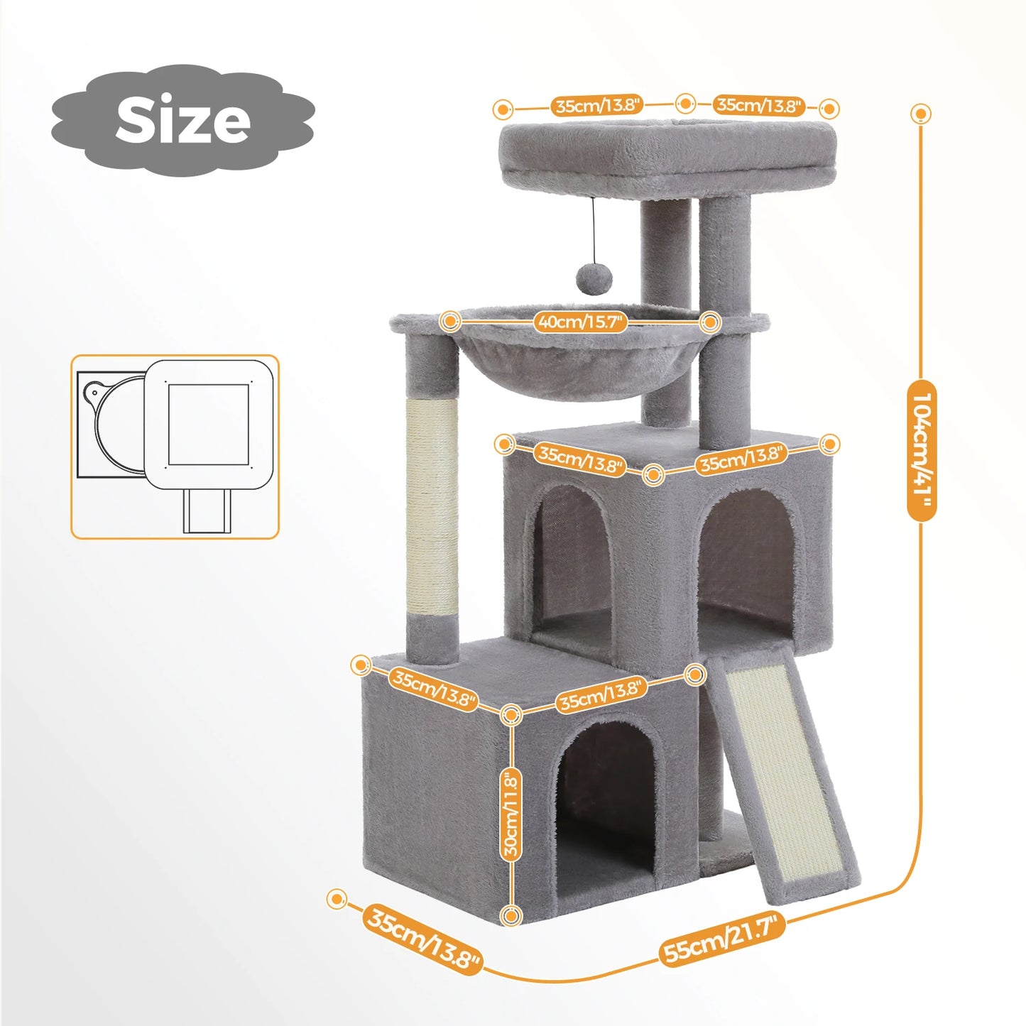Multi-Level Cat Tree with 2 Cozy Condos,