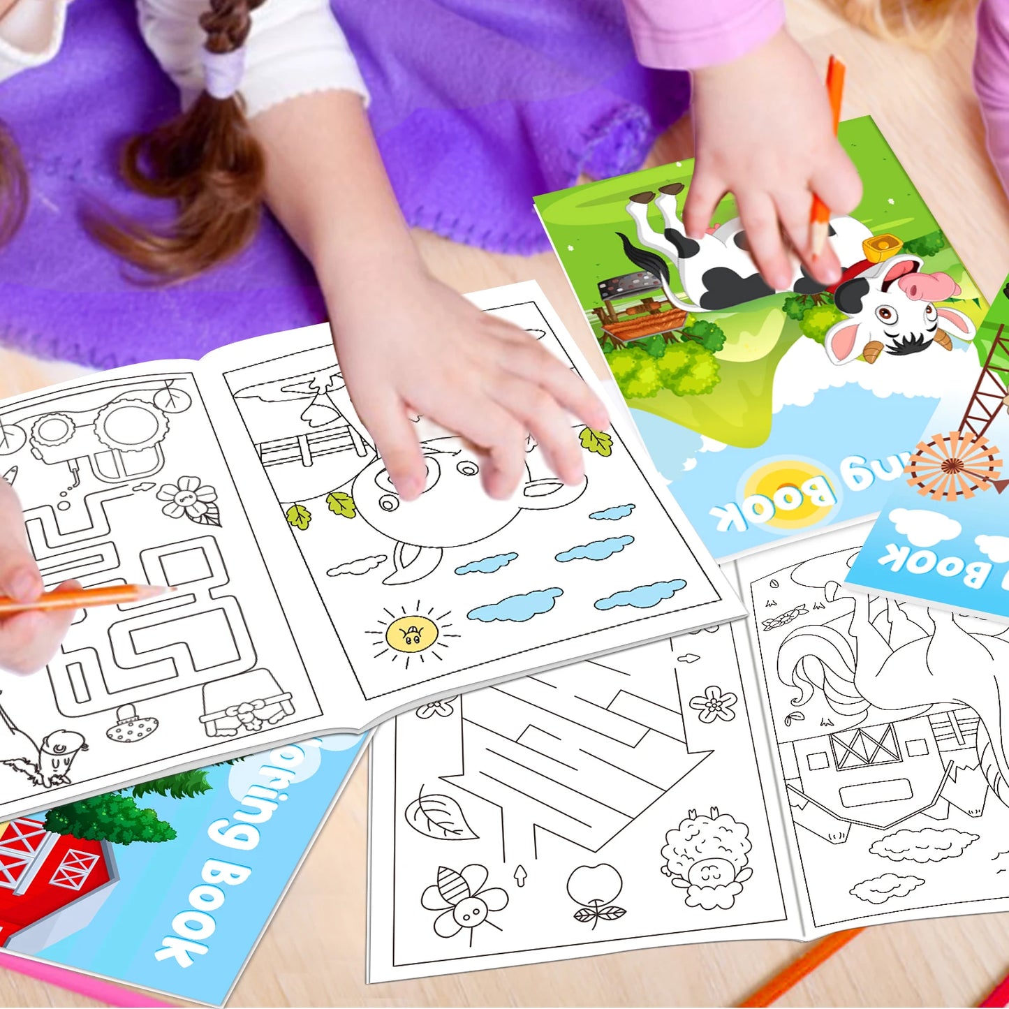 24Pcs Farm Animals Mini Coloring Books for Kids Party Favors