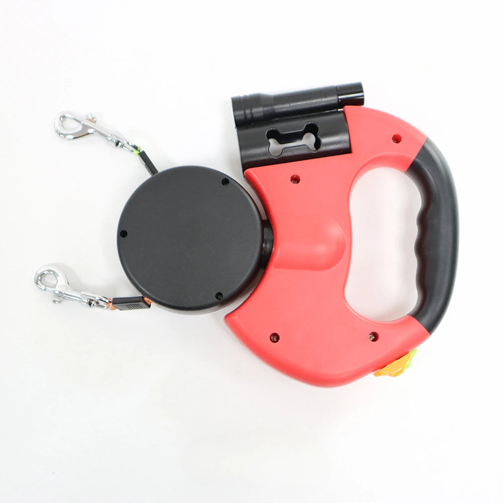 Automatic retractable two-end pet leash