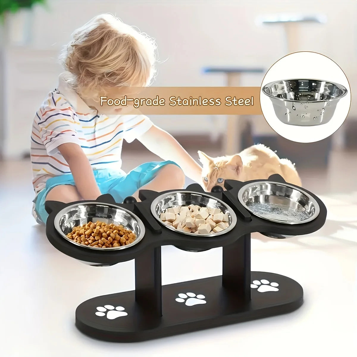 Elevated Cat Bowls 15° Tilted Raised