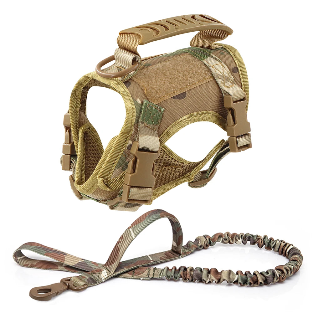 Tactical Cat Harness Leash Adjustable Puppy Vest For Military Small Dogs