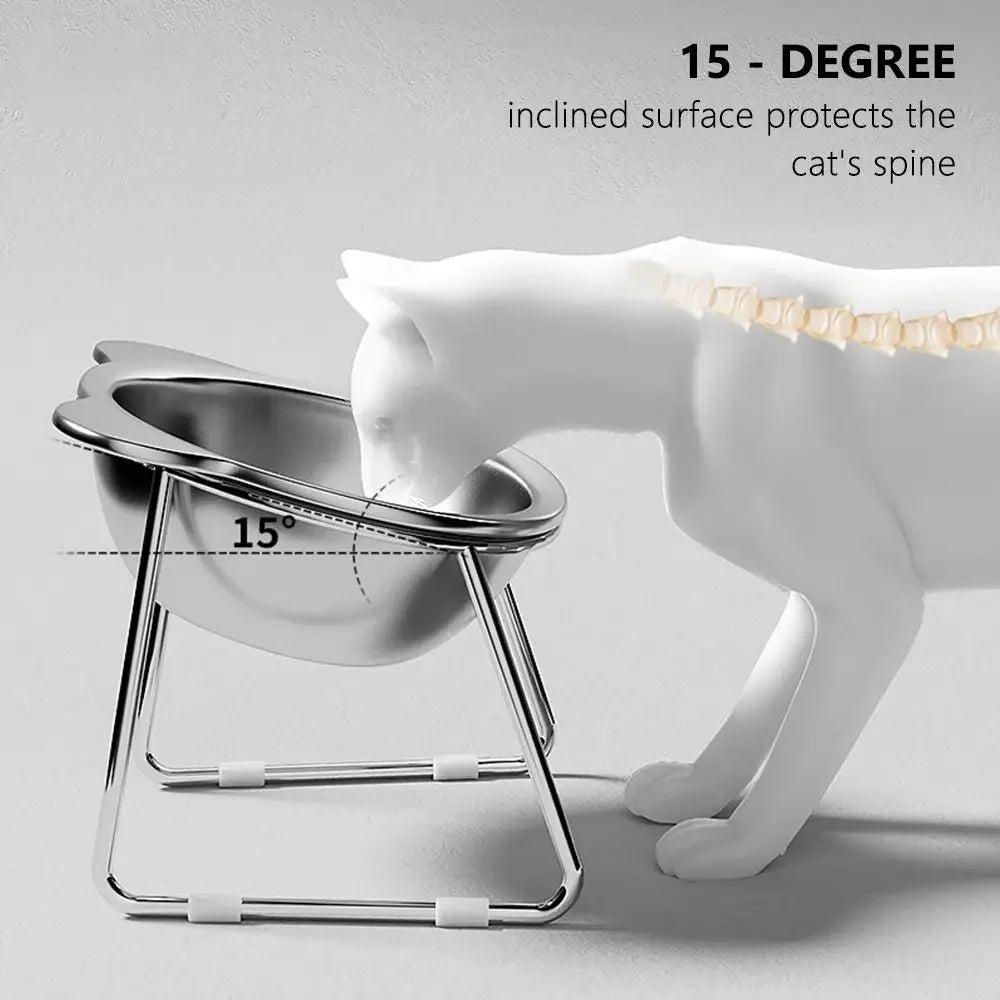 Raised Cat Bowls Tilted Neck Guard Cat Food Bow
