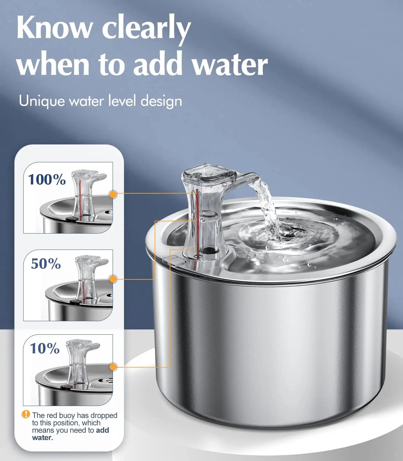 2L fully stainless steel pet water dispenser