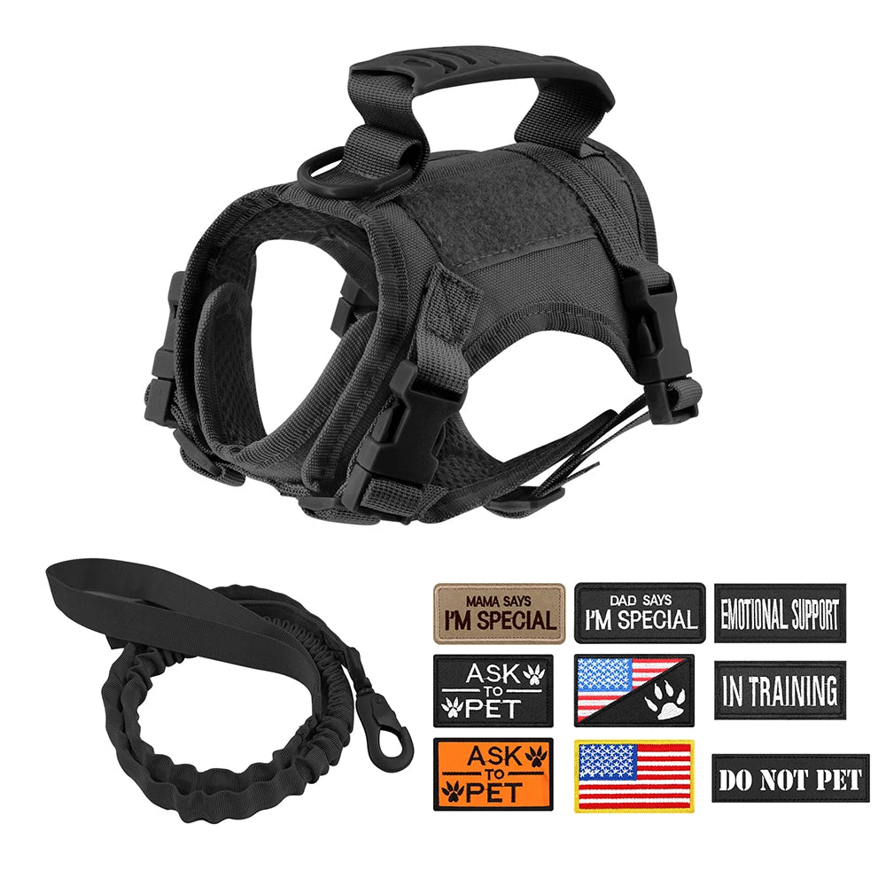 Tactical Cat Harness Leash Adjustable Puppy Vest For Military Small Dogs