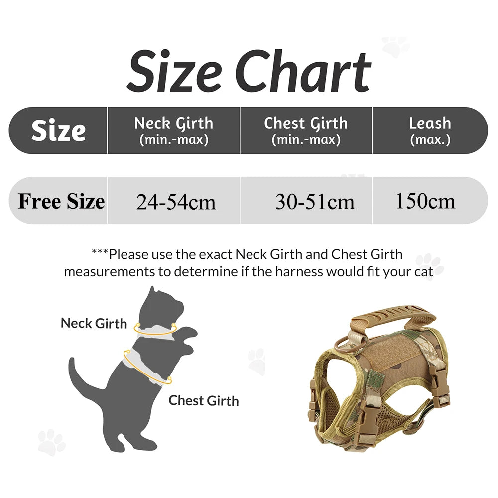 Tactical Cat Harness Leash Adjustable Puppy Vest For Military Small Dogs