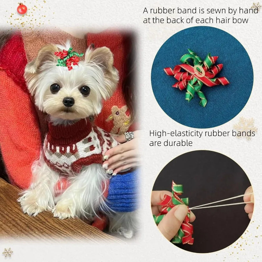 20pcs  Dog Christmas Hair Bows