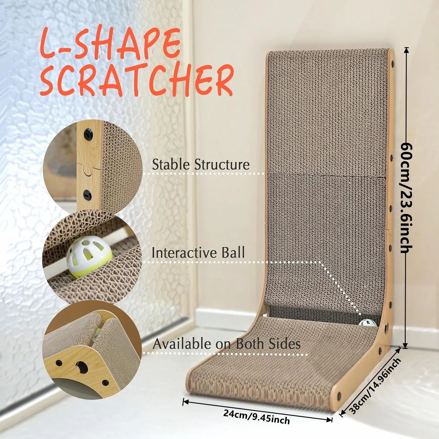 L Shape Cat Scratcher, 23.6 Inch